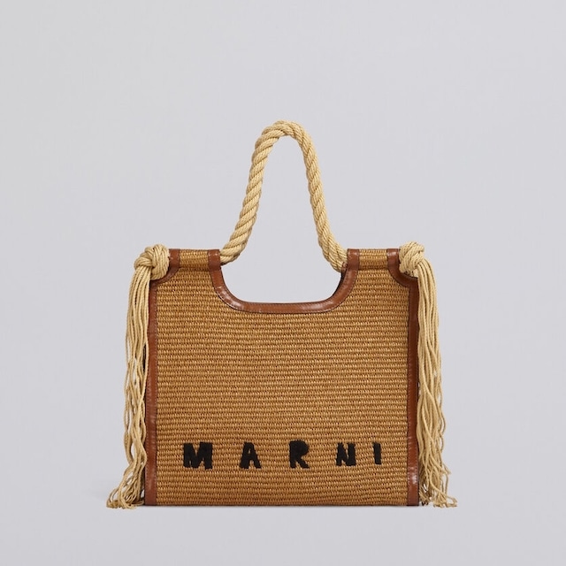 SOLD OUT：MARNI【マルニ】ブラウン ロープハンドル付きMARCELサマーバッグ.