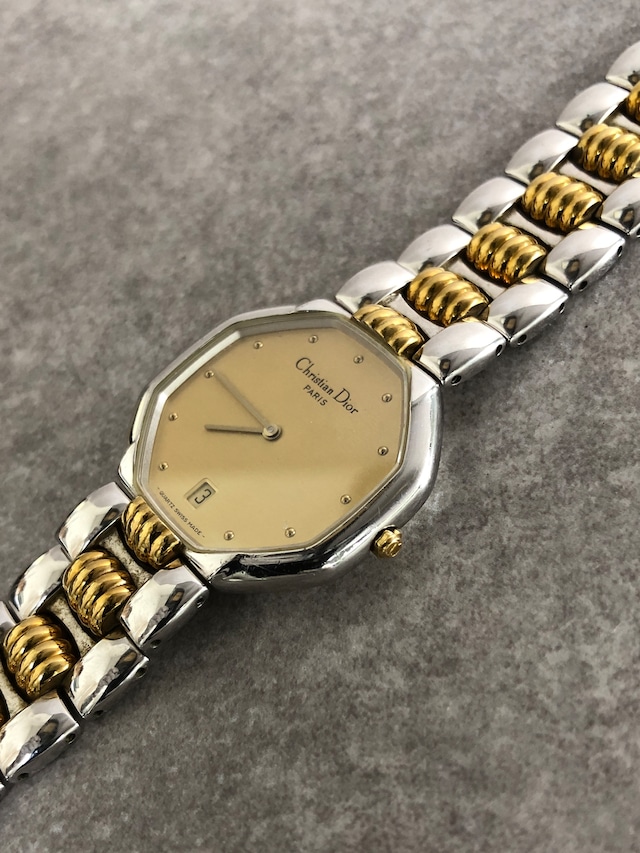 Christian Dior クリスチャン ディオール 腕時計 ゴールド シルバー オクタゴン ステンレススチール クウォーツ 40.203 vintage ヴィンテージ オールド 773m7b