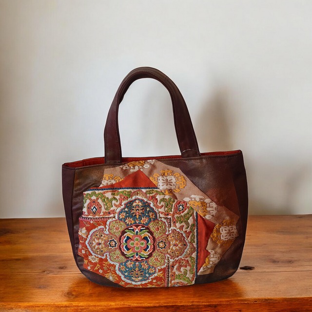 37 喪服用 正絹 帯バッグ 着物 日本製 ハンドメイド -Handmade obi bag 