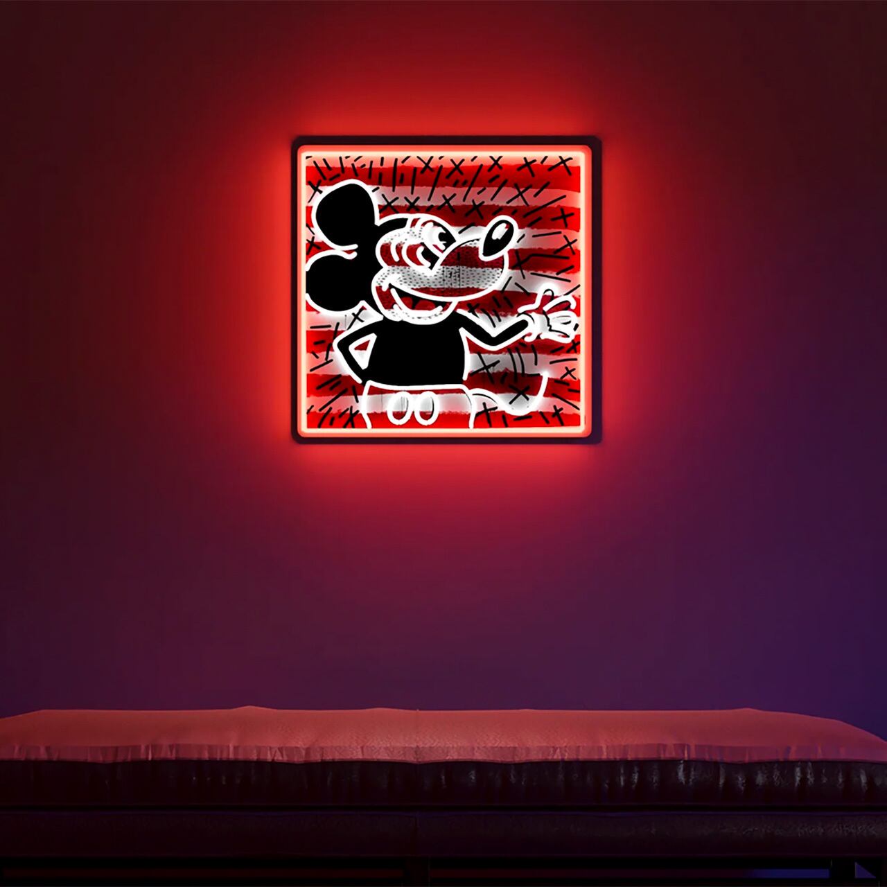 Keith Haring x Mickey “Retro stripes”／LED ネオンサイン [展示品 