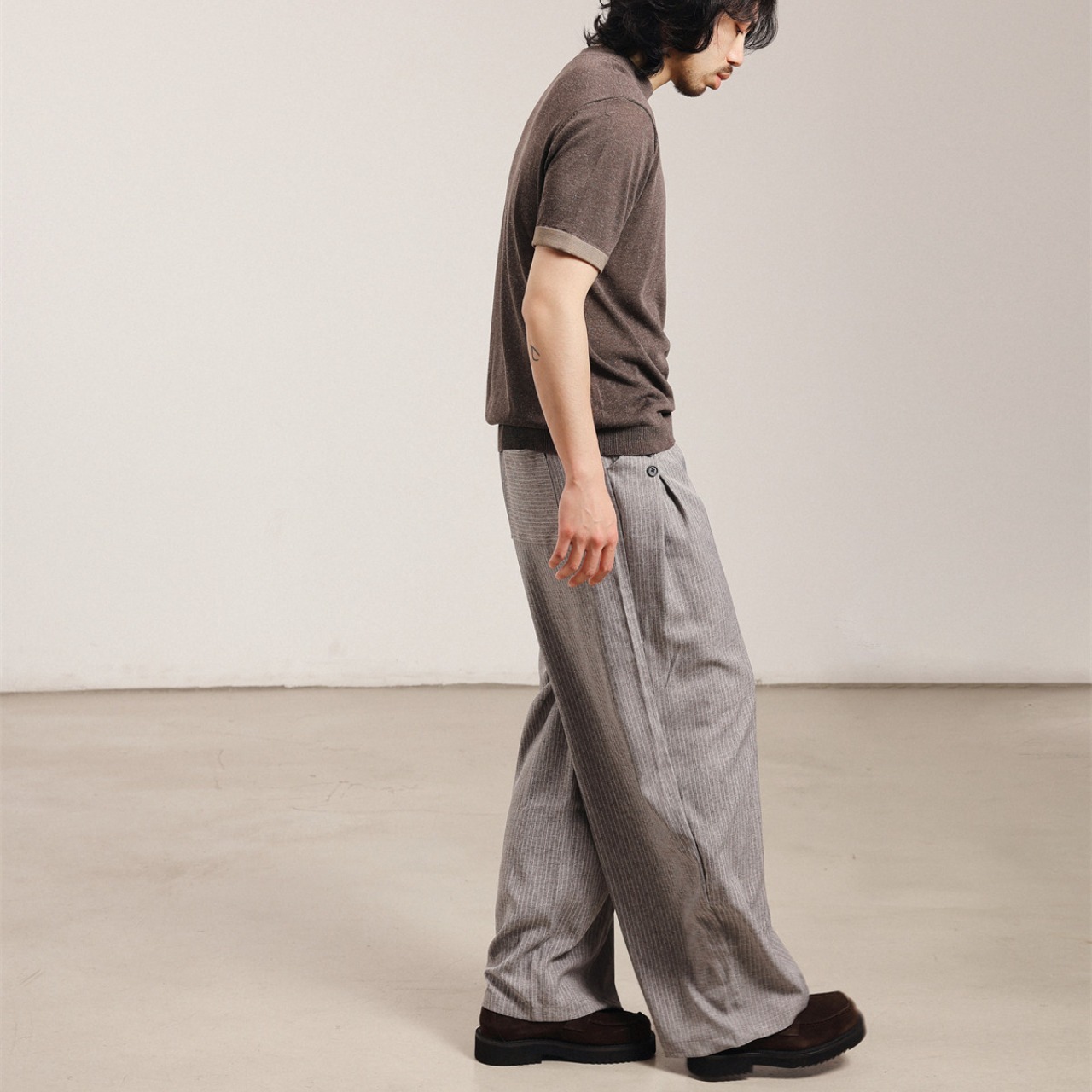 ドレープストライプ・ワイドスラックス N3603 - 13