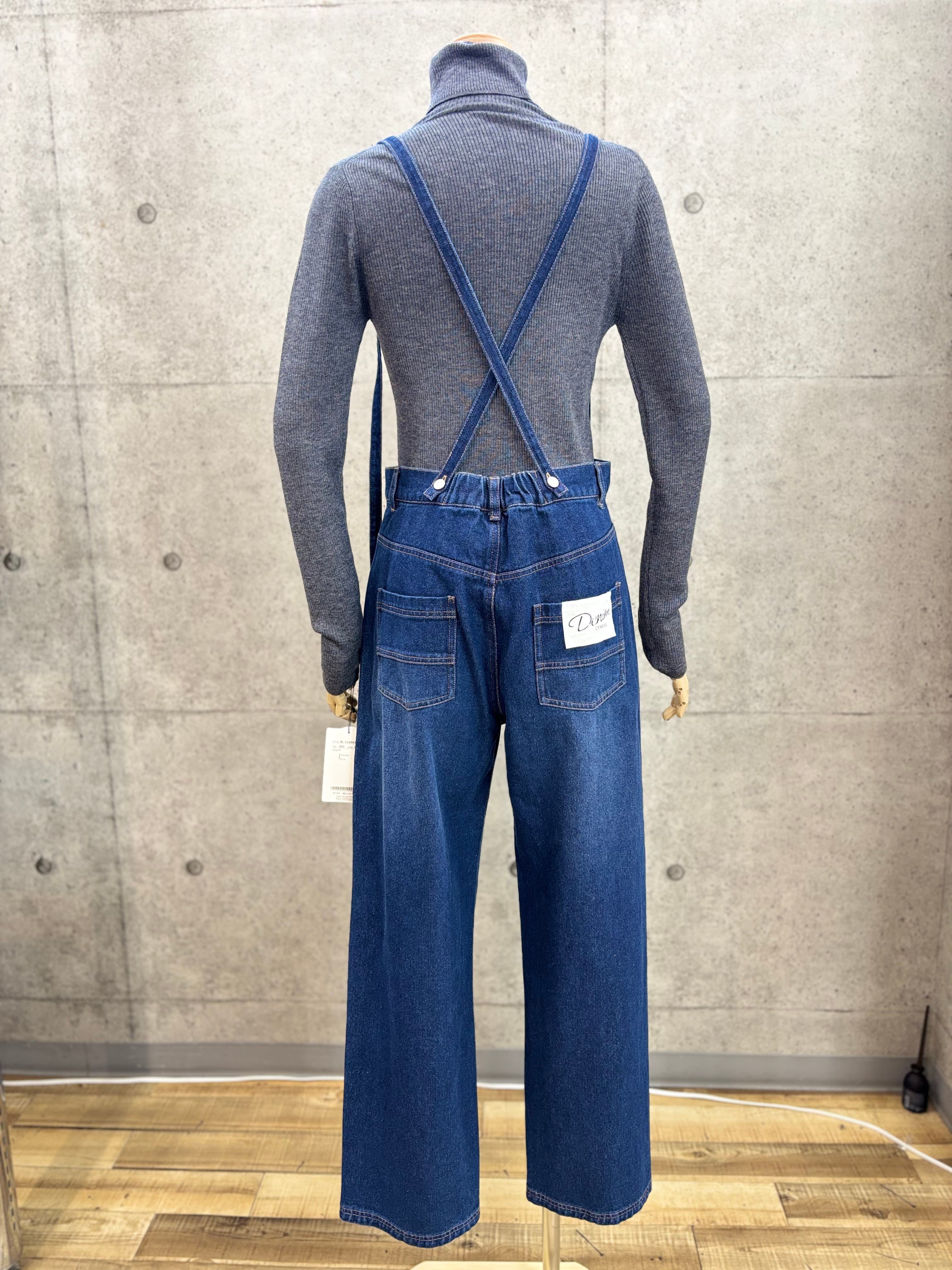 送料無料】CYNICAL(シニカル)サスペンダー付きワイドデニムパンツ