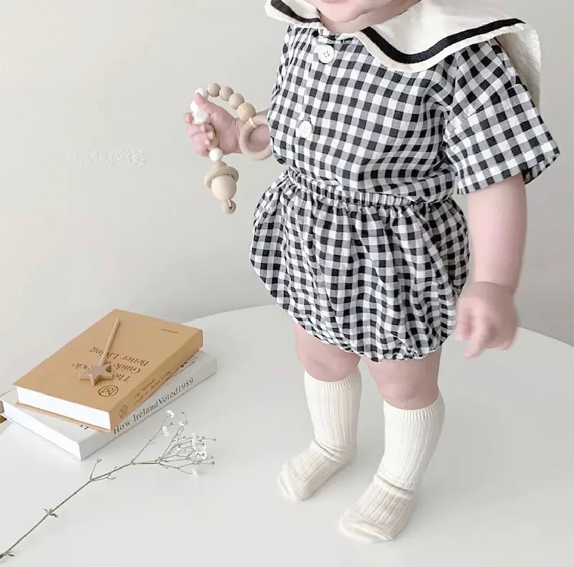 セーラーカラーセットアップ》》》》》ベビー　女の子　可愛い　海外子供服　プチプラ　ギンガムチェック　