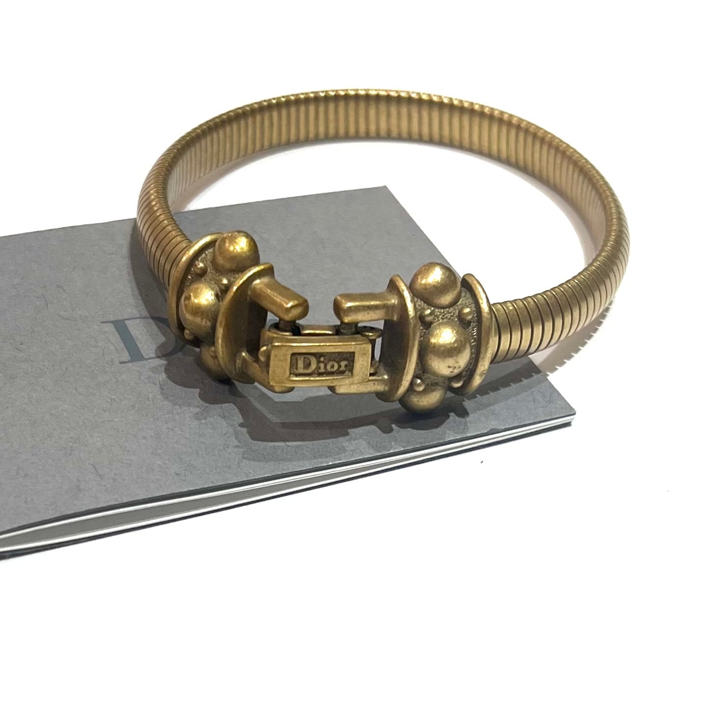 ヴィンテージ⭐︎クリスチャンディオール　チェーン　アクリル　バングル Christian Dior 】【DIOR】2481美しいCDロゴスネークチェーン バングル