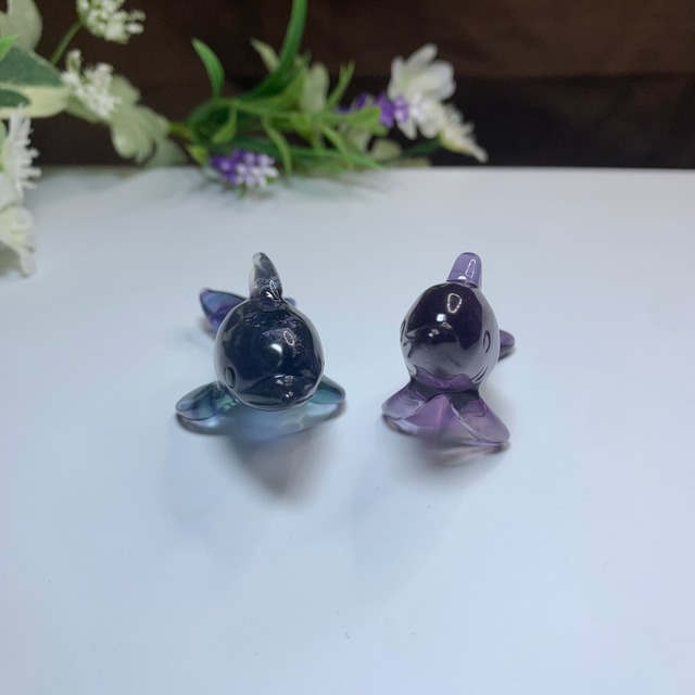 3.海のアニマル♪♪フローライトイルカ☆ペアセット