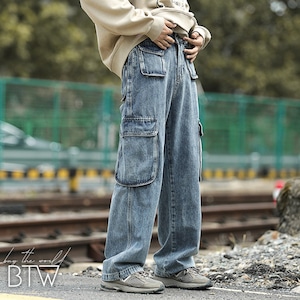 【韓国メンズファッション】ヴィンテージカーゴジーンズ カジュアル アメカジ ストリート ユニセックス サイズ豊富 BW2411