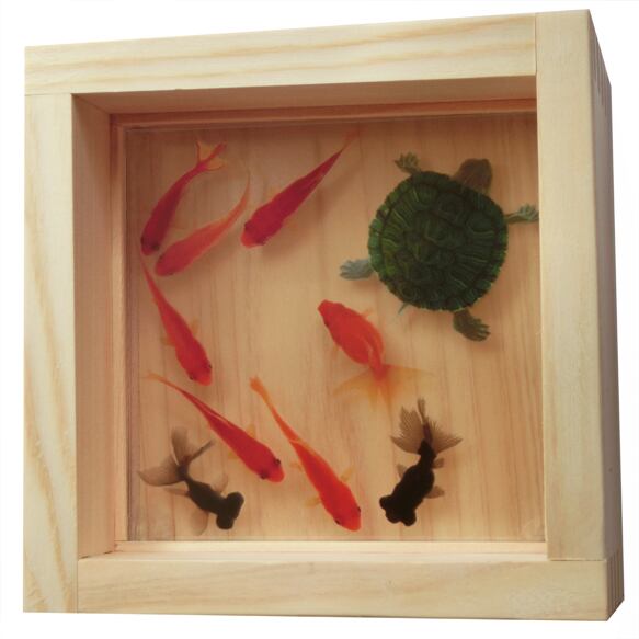 金魚 プレミアム ミニチュア フィギュア ジオラマ 桧 樹脂 3D アート 置物