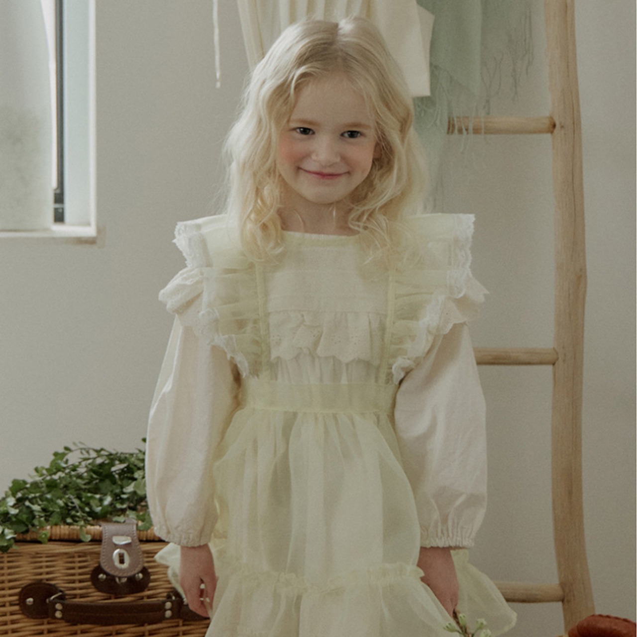 秋レースフリルオーガンザブラウス3色