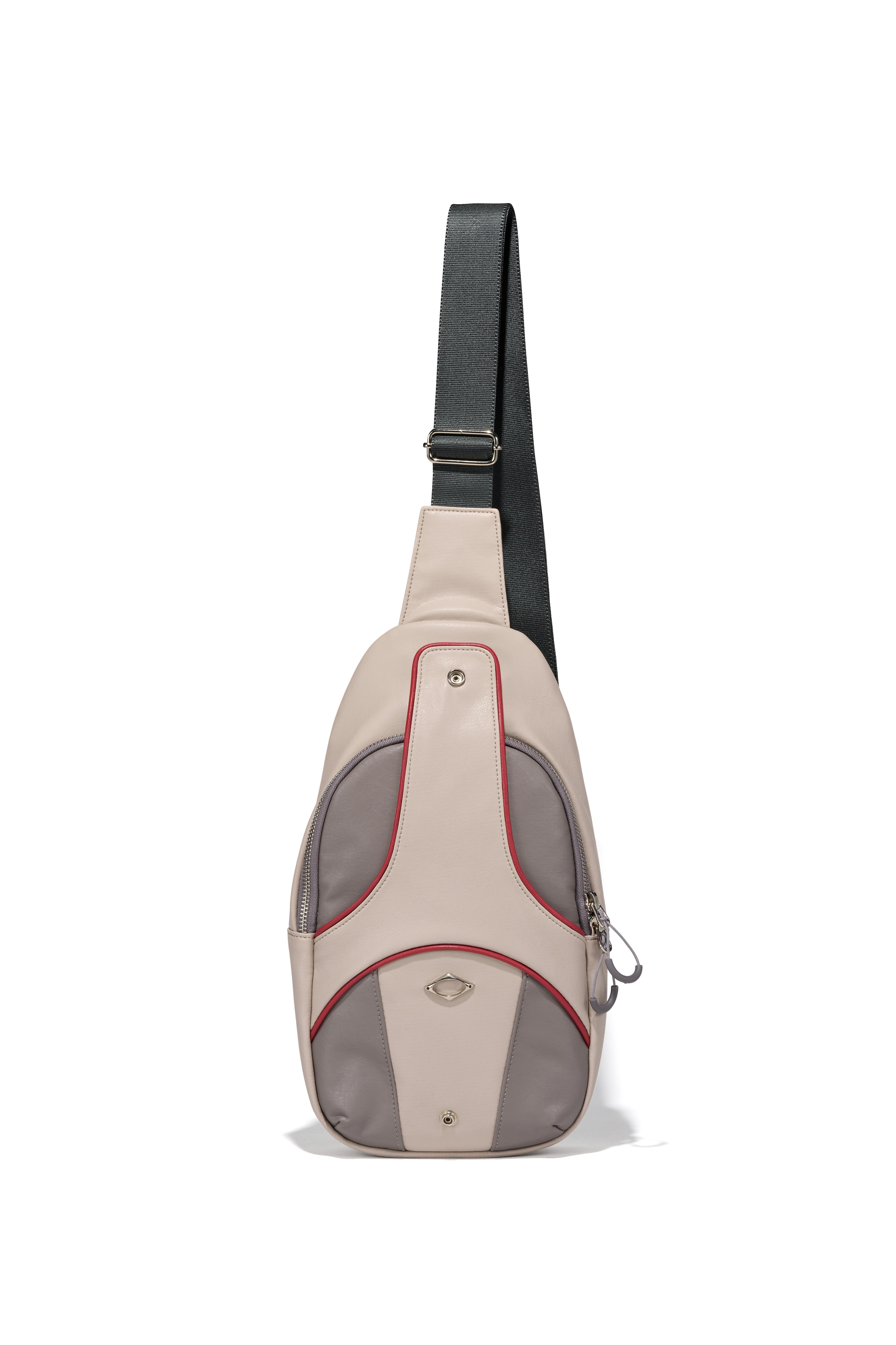 MSCHF ミスチーフ　ボディバック MSCHF] FOLDABLE LEATHER SLING BAG_PINK BEIGE/PURPLE GREY