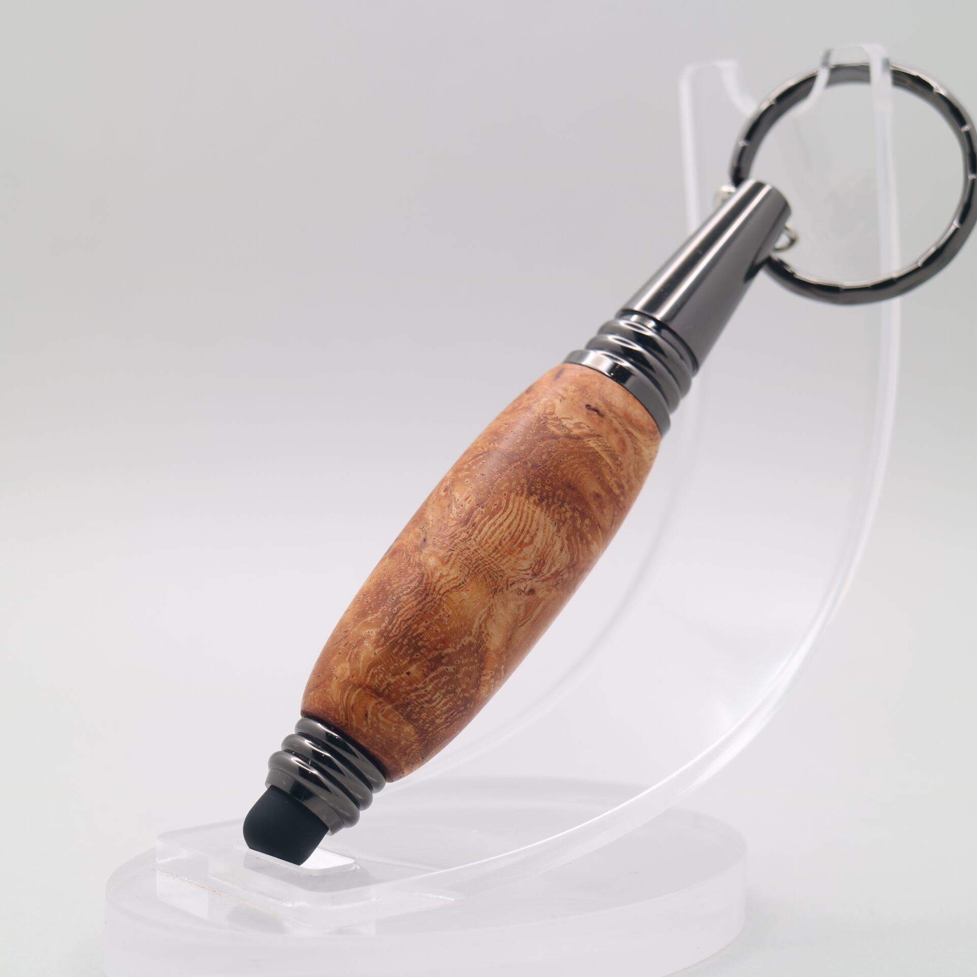 花梨瘤 木軸キーホルダー|250913 ボールペン・スタイラスタッチペン