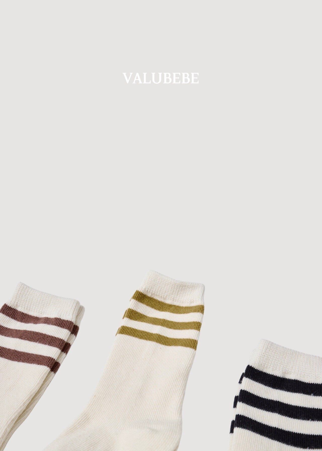 送料無料【予約】/ ベーシックラインソックス(3足セット) / valubebe