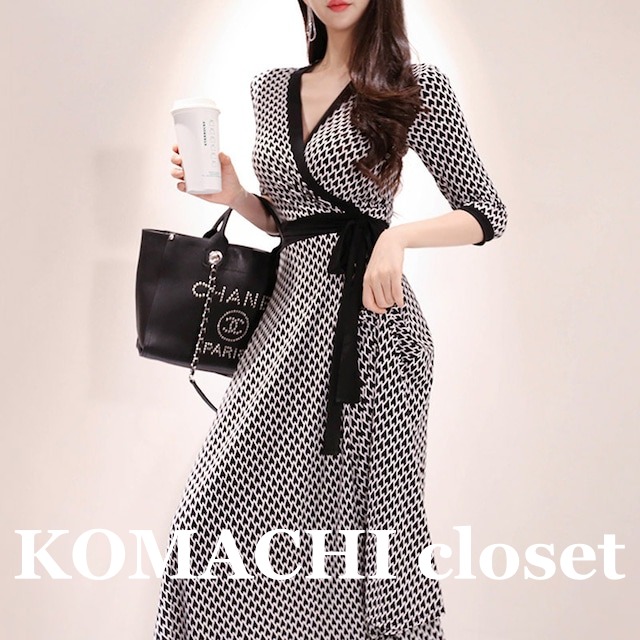 【送料無料】 カシュクールワンピース ロングワンピース ラップドレス ウエストリボン ウエストマーク 七分袖 Aライン ハート柄 韓国 レディース  オルチャン ラップワンピース Vネック 谷間魅せ ウエストスリム かわいい きれいめ 黒 春夏 エレガント ロング丈 袖あり 大人 上品 おしゃれ  細身 大人女子 オトナ女子 デート 女性用  女子会 休日 パーティー 旅行  モテ インスタ映え モノトーン 忘年会 食事会 同窓会 大人カラー シック ワンピドレス ロング レトロ シック