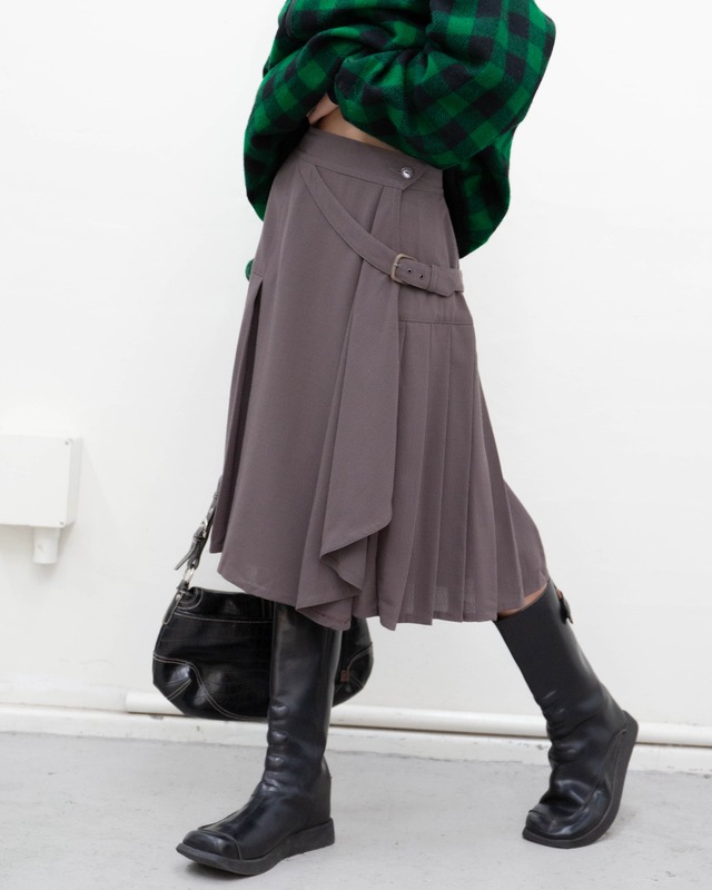 1980s ESCADA - belted asymmetrical pleat skirt