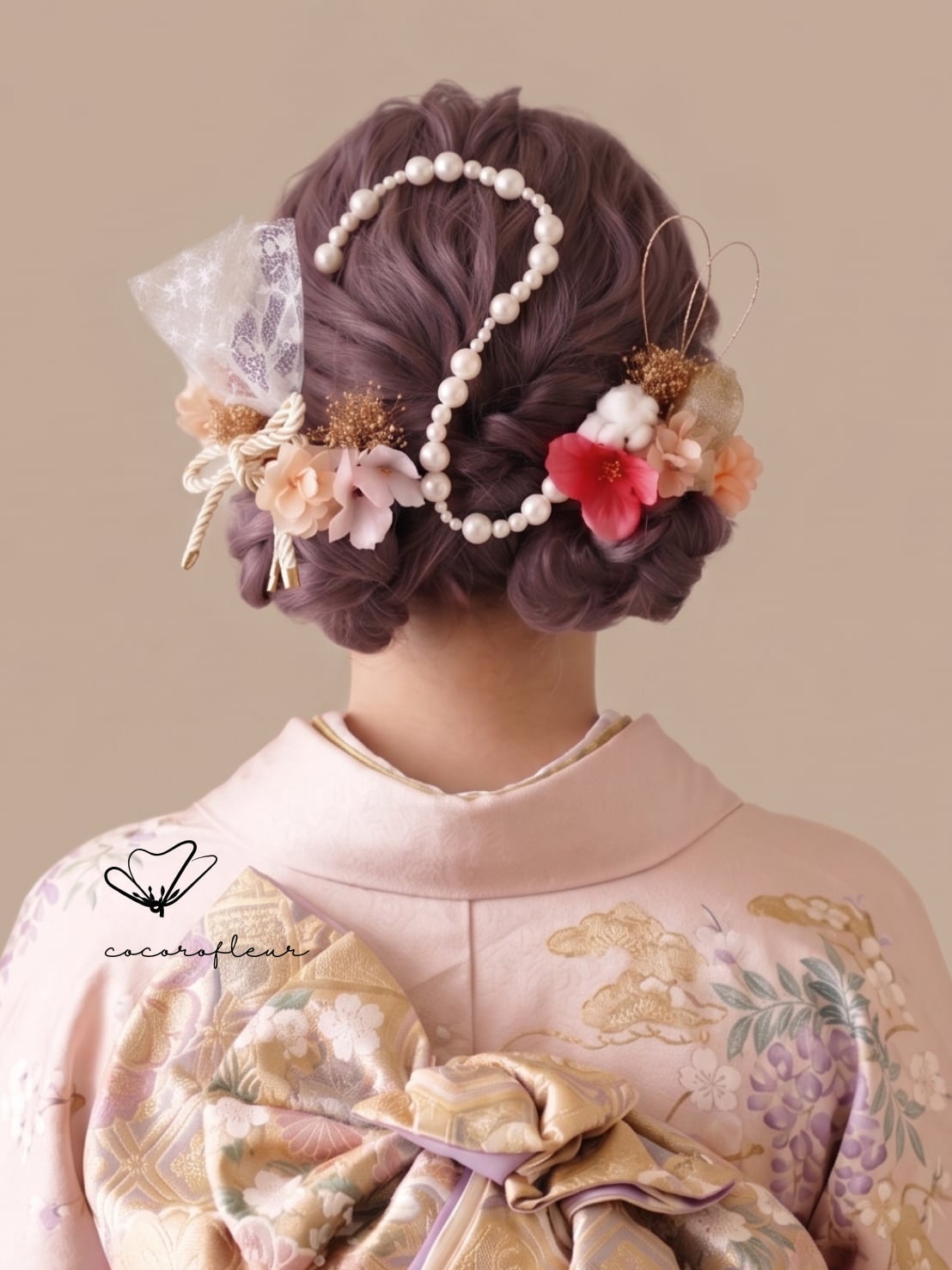 成人式 髪飾り 花飾り ピンク パープル パール チェーン パールチェーン髪飾り ピンク】成人式 卒業式 結婚式 k-0130