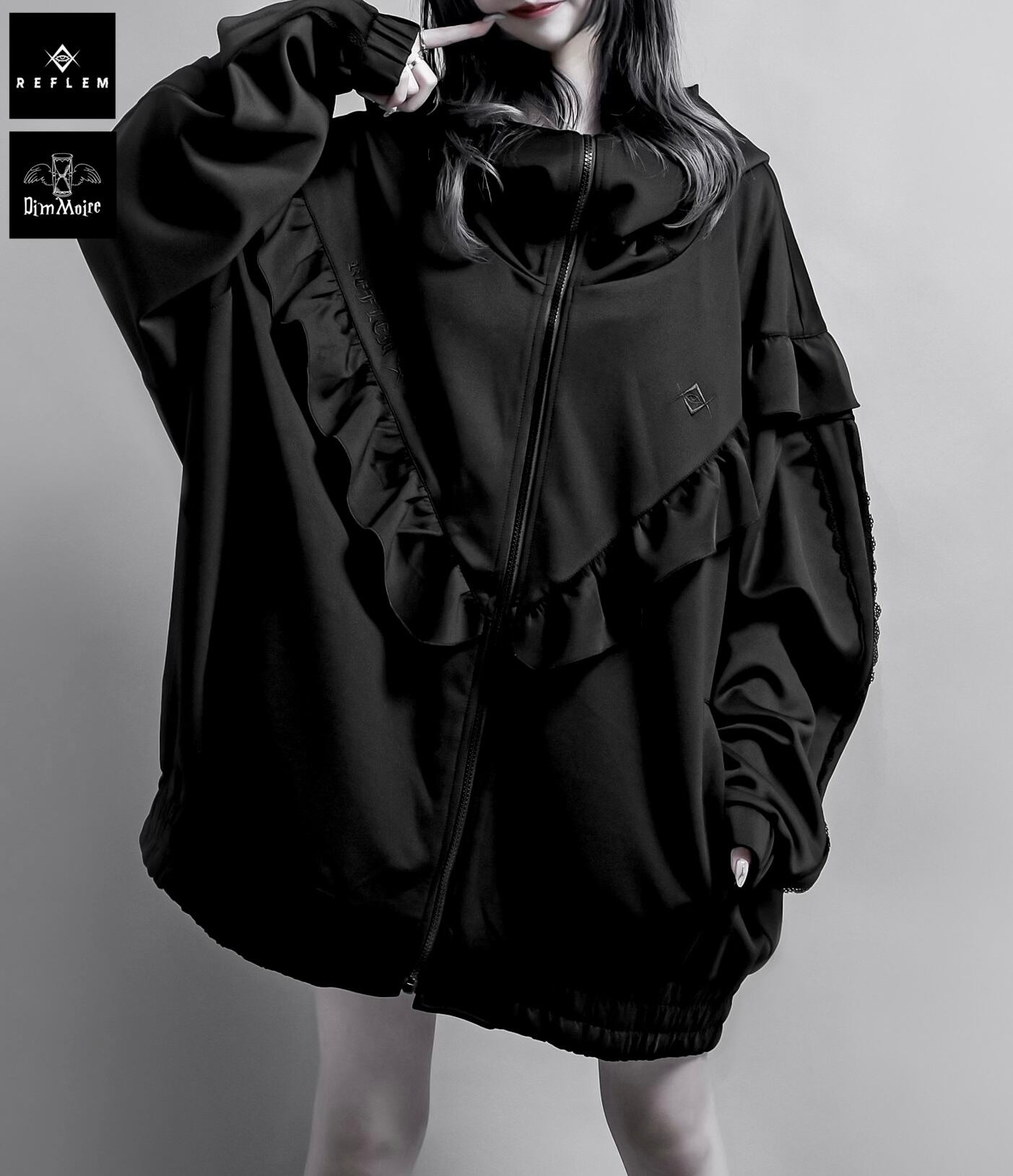 REFLEM×DimMoire】切り替えジャージパーカー【コラボ商品】黒-