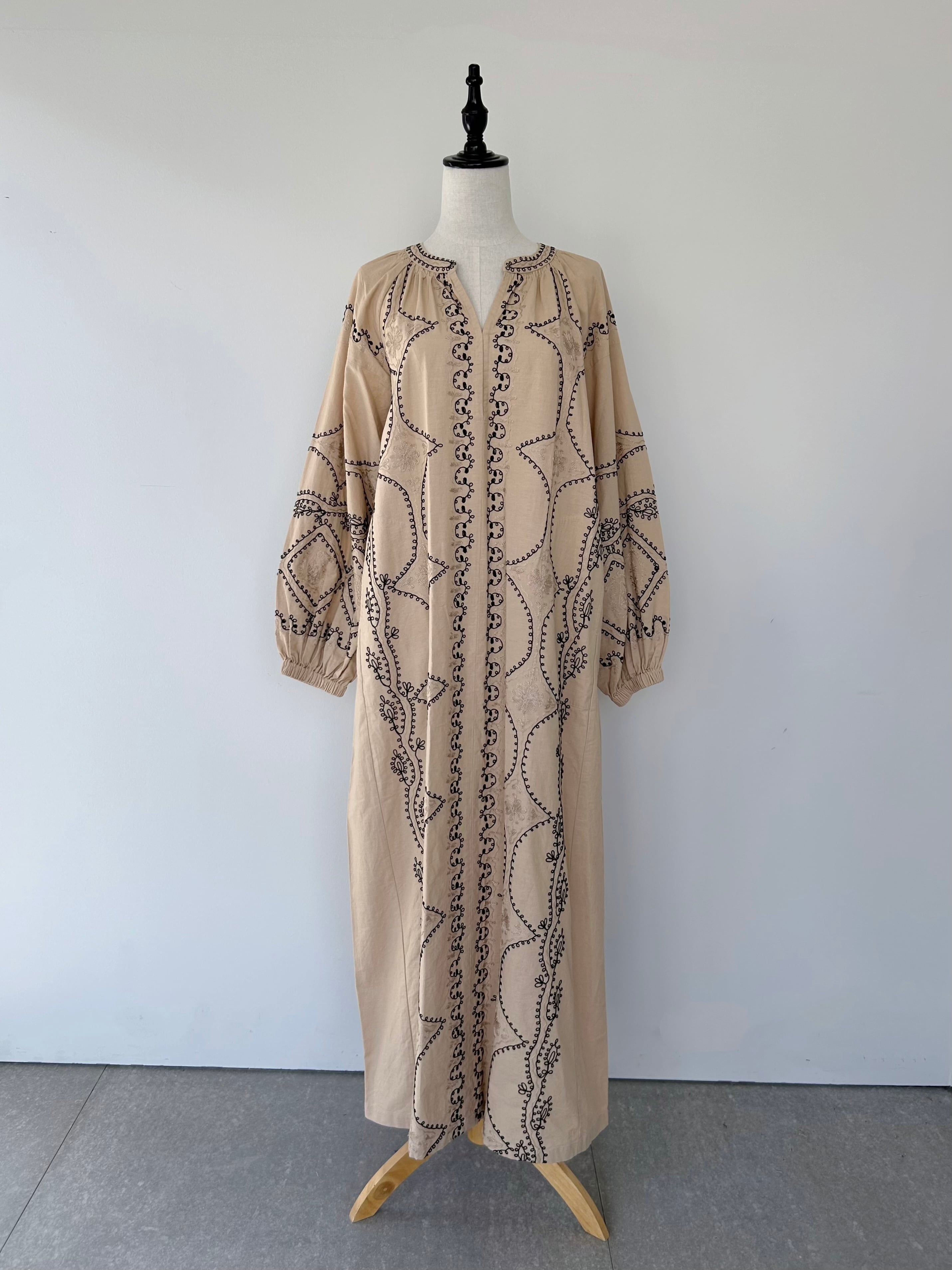 Sara Mallika Cotton Jacquard Mirror Embroidery Dress | KOKO