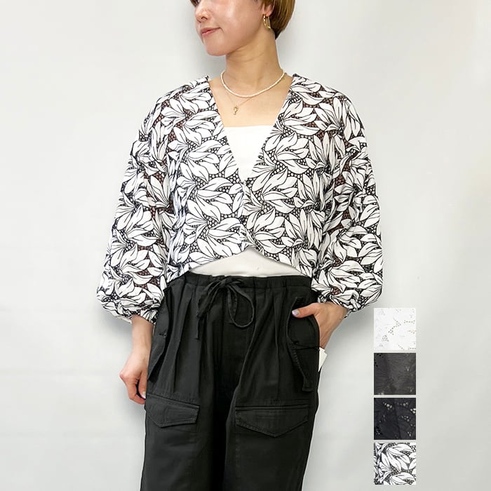 ANTIQUA　26年SS新作　公式大人気完売!!　フラワーレースジャケット 予約：5月下旬納期】花柄レース切替 ダブルジャケット レディース 長袖