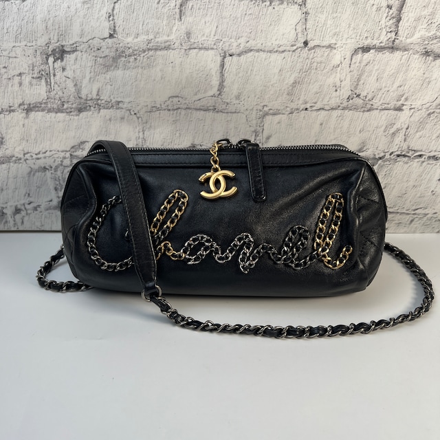 CHANEL シャネル ココマーク ロゴ ラムスキン ショルダーバッグ ブラック A-8378