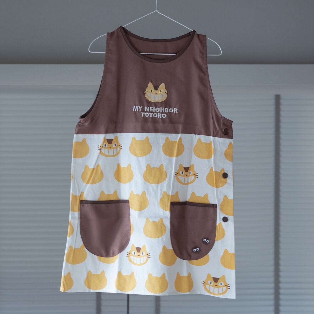 となりのトトロ 大人用エプロン かっぽう着 シルエットネコバス 8176 Ghibligoodsfan ジブリグッズファン