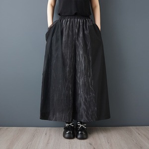 PRINT MESH PANEL ELASTIC WIDE LEG PANTS M-17979