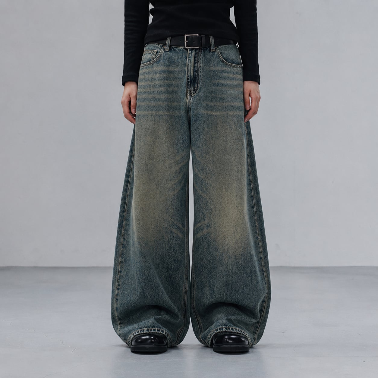 Washed loose denim pants 0012