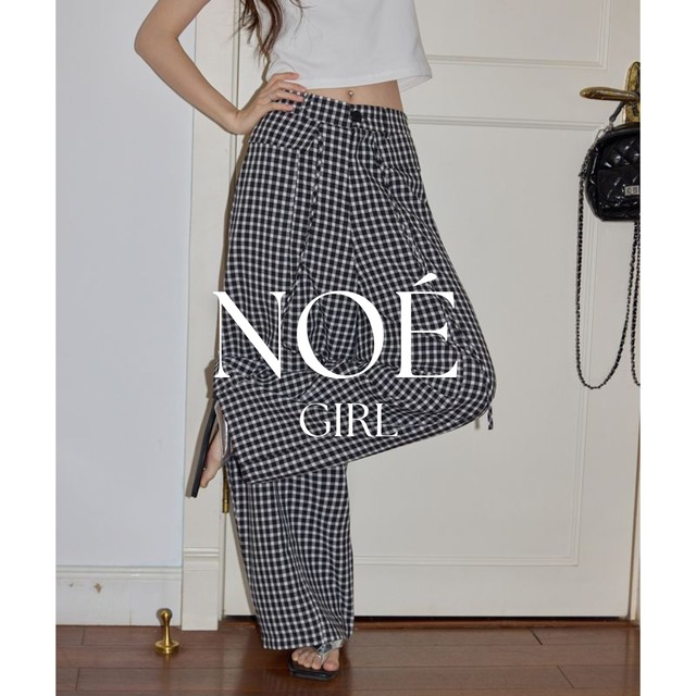 gingham wide pants