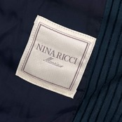 シルク100% NINA RICCI ニナリッチ ストライプ 背抜き 2B テーラードジャケット 96AB5/グリーンブルー系 メンズ