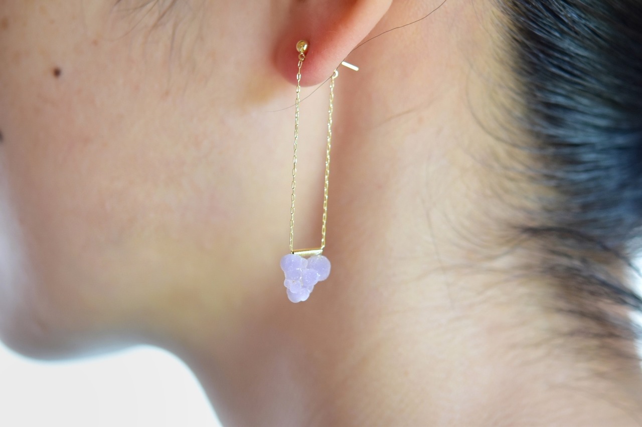 【monaka】Grape stone earrings - グレープストーン