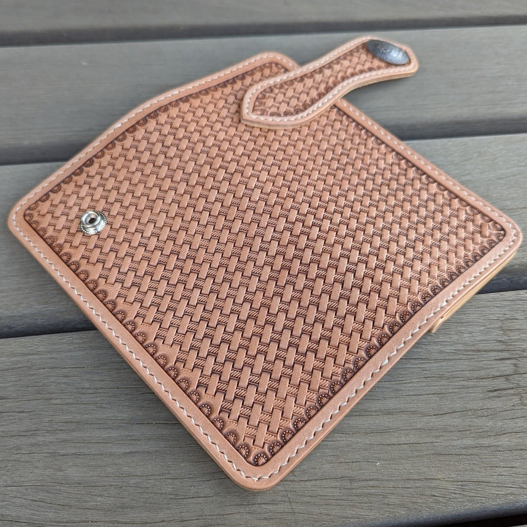 ロングウォレット】長財布 バスケットスタンプ レザーカービング