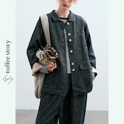 食パンのような配色ボタンのアートなデニムJK 《P0248》