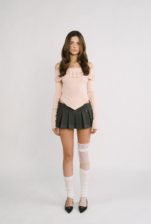 [threetimes] Loew pleats skirt (charcoal) 正規品 韓国ブランド 韓国通販 韓国代行 韓国ファッション スリータイムズ three times 日本 店舗