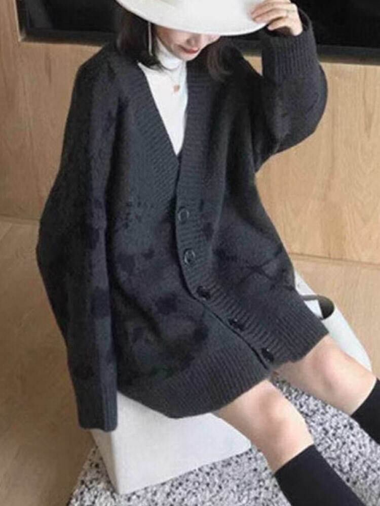 お出かけからお家でのリラックスタイムまで活躍 オーバーサイズニットカーディガン カジュアル かっこいい 秋冬 ロング 大きいサイズ 韓国 CH9396