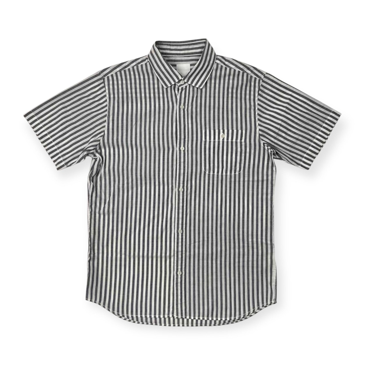 THE NORTH FACE ノースフェイス ストライプ 半袖シャツ サイズ L /グレー×ホワイト/ゴールドウィン