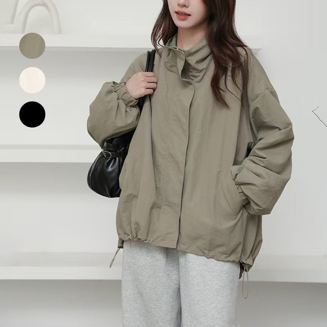 【ブルゾン】 ブルゾン レディース きれい め ウィンドブレーカー アウター 春 夏 秋 冬 20代 30代 40代 50代 ジャンパー ジャケット アウター カジュアル おしゃれ カジュアル ブラック 黒 ベージュ アーミーグリーン 緑 M L