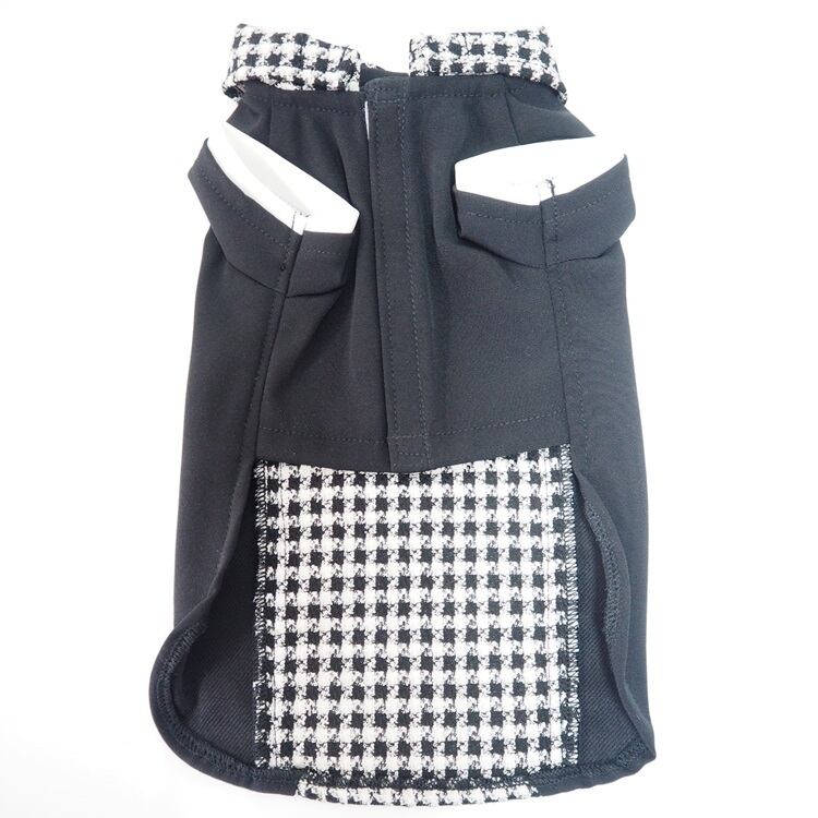 オーダーページ】犬服 黒ダブルニット×紫タータンチェックツーピース