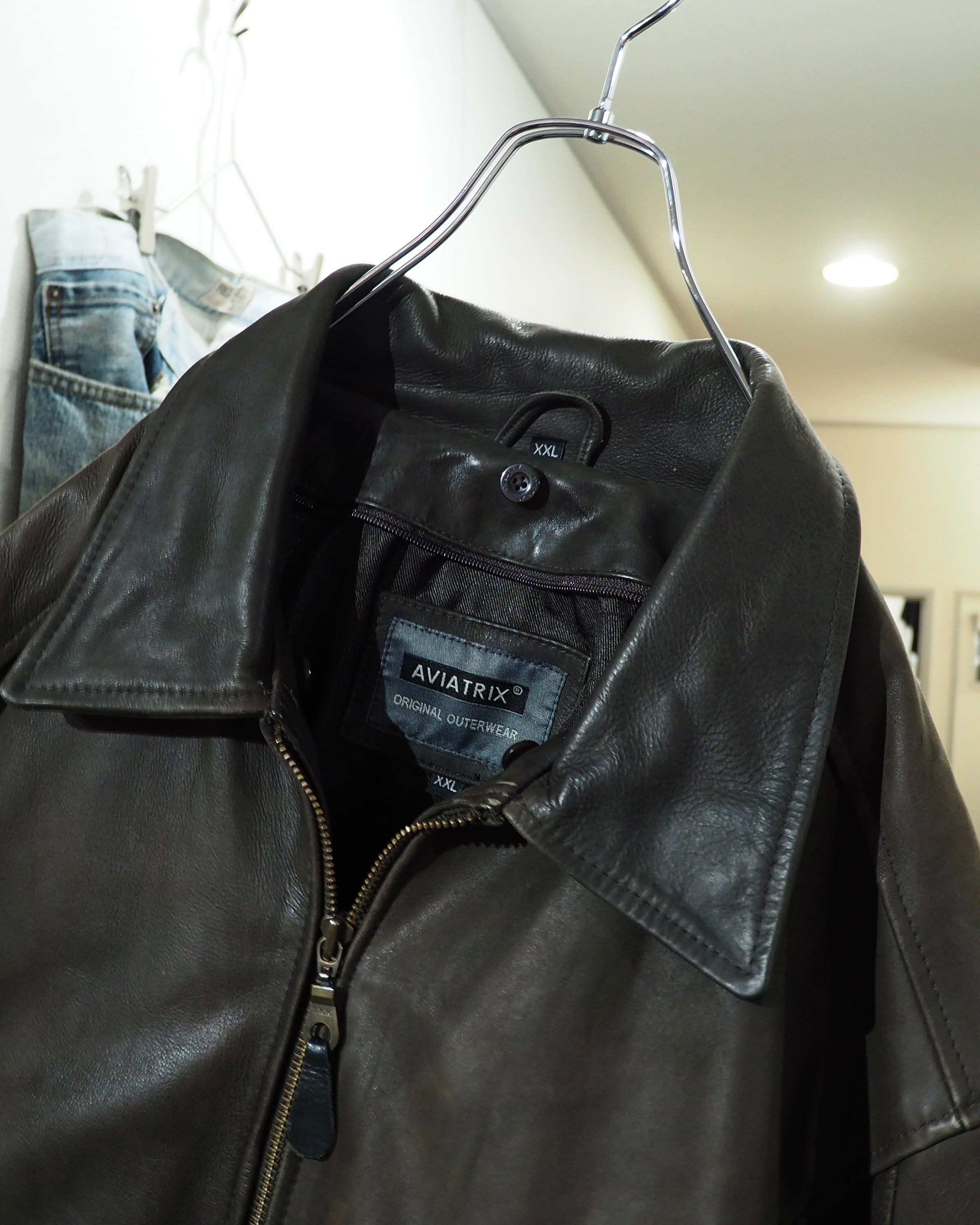 1990s " AVIATRIX " Beautiful Dark Brown Color Vintage Flight Leather Jacket