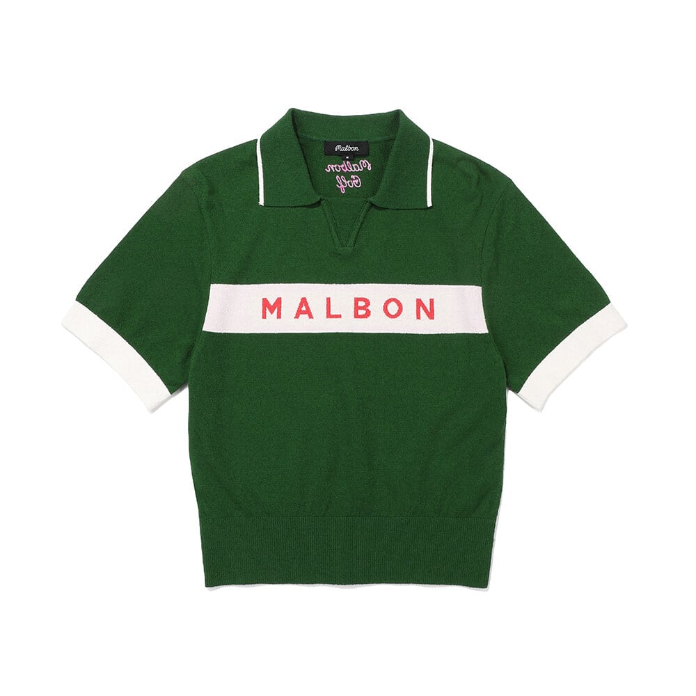 Malbon golf] Malbon Script Polo knit T-shirt GREEN (WOMAN) 正規品 