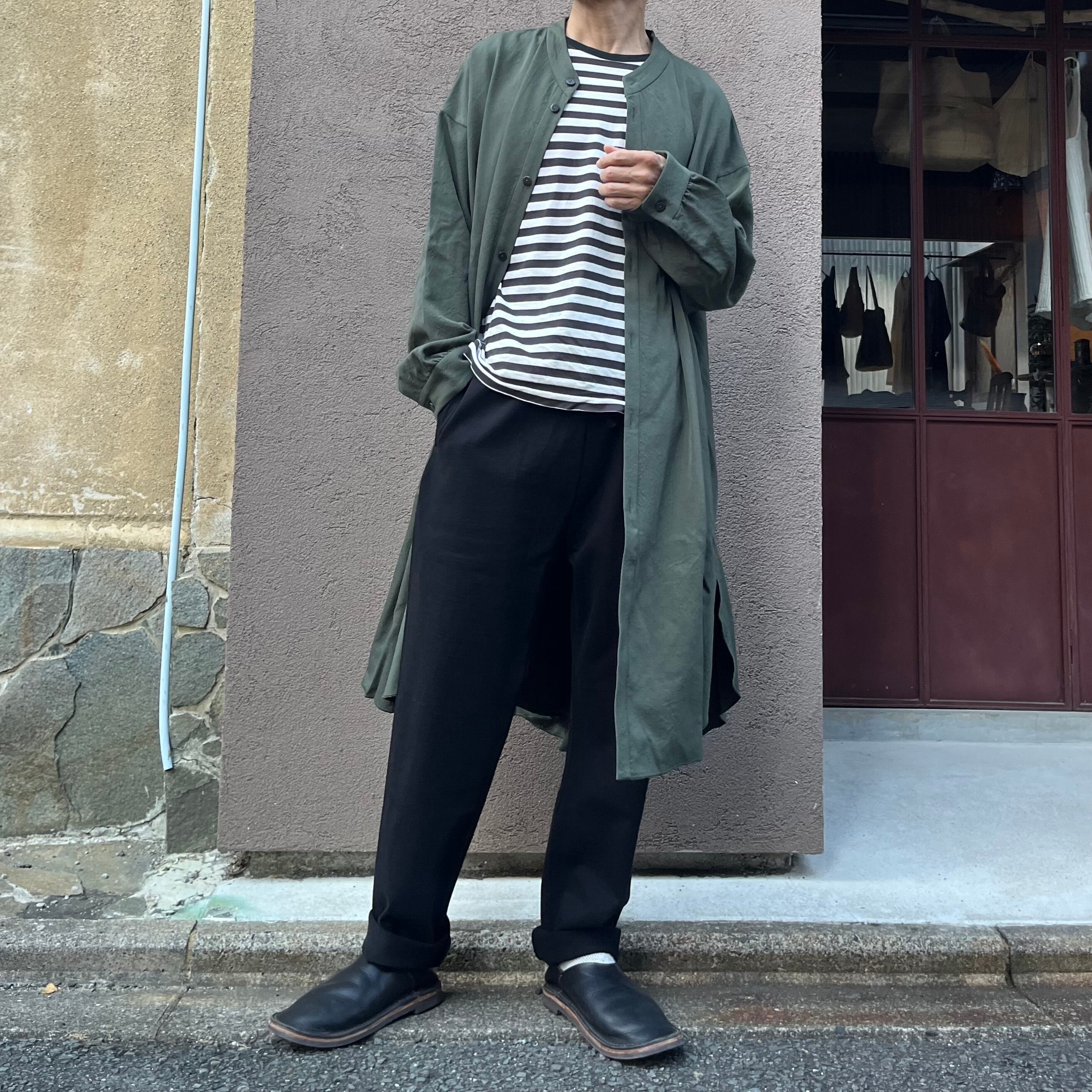 MITTAN SH-106 エアータンブルウールロングシャツ 灰緑 | Routes*Roots