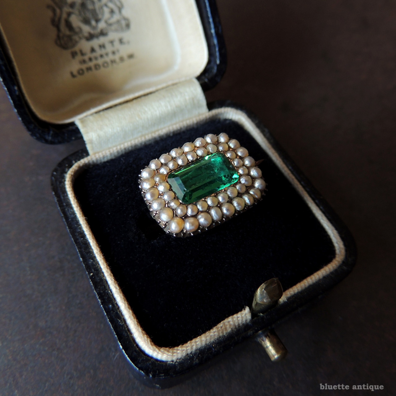 アンティークジュエリー ジョージアン 真珠 レクタングル レースピン ブローチ(ソーティングメモ付)