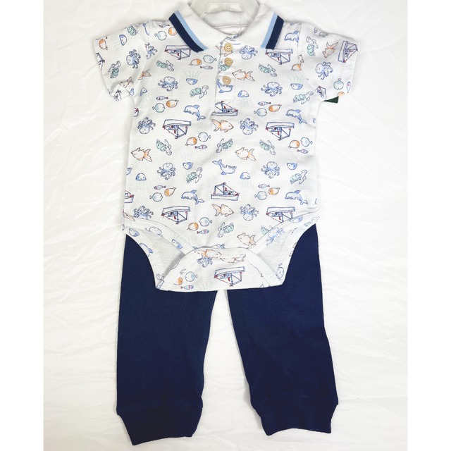 【Laura Ashley】ポロロンパース＆パンツ（ロングパンツ・ボタン付き）出産祝い　?日本未発売　