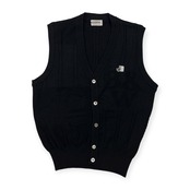 Black & White ブラックアンドホワイト ケーブル編み 前ボタン ウールニットベスト サイズ M /ブラック&ホワイト/ゴルフ/日本製