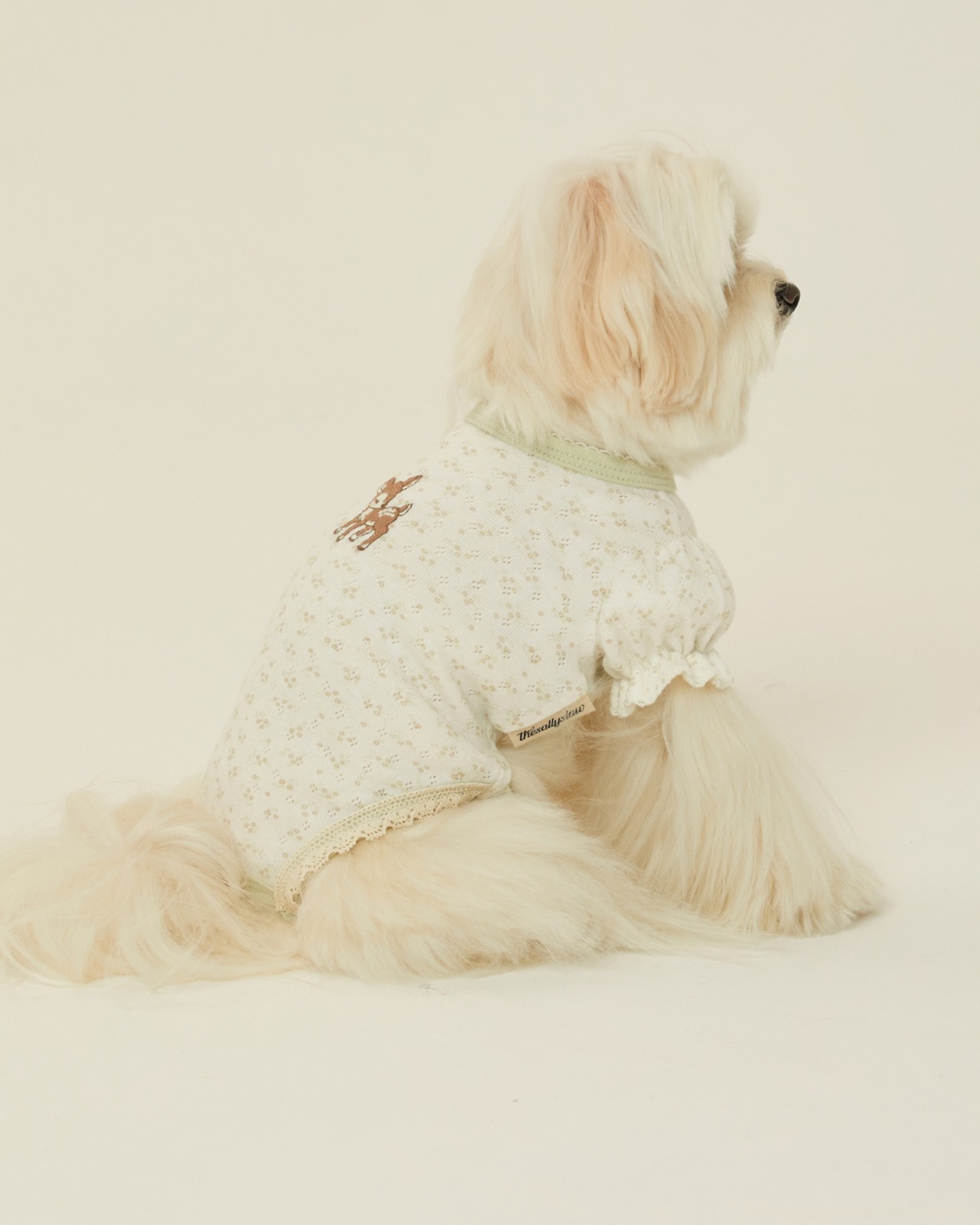 【予約】[ thesallyslaw ] Chloe Puff Romper｜Lime Floral - 3