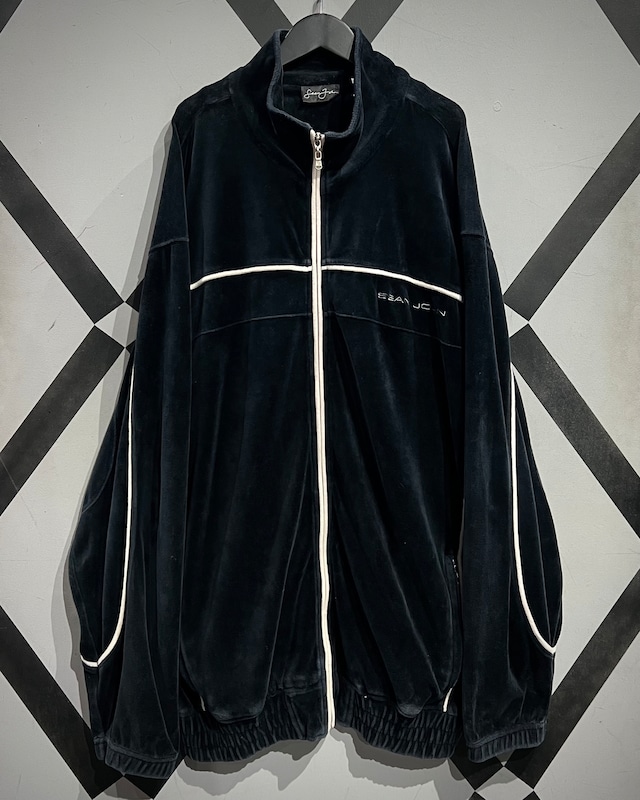 【X VINTAGE】“SEAN JOHN” Black Velour Loose Track Jacket