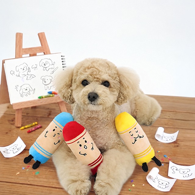 crayon toy ver.2  3color /  ペット 犬 おもちゃ 噛む 音が鳴る ロープ 知育玩具 鳴き笛入り 可愛い わんちゃん おもちゃ ストレス解消 韓国 ペット用品
