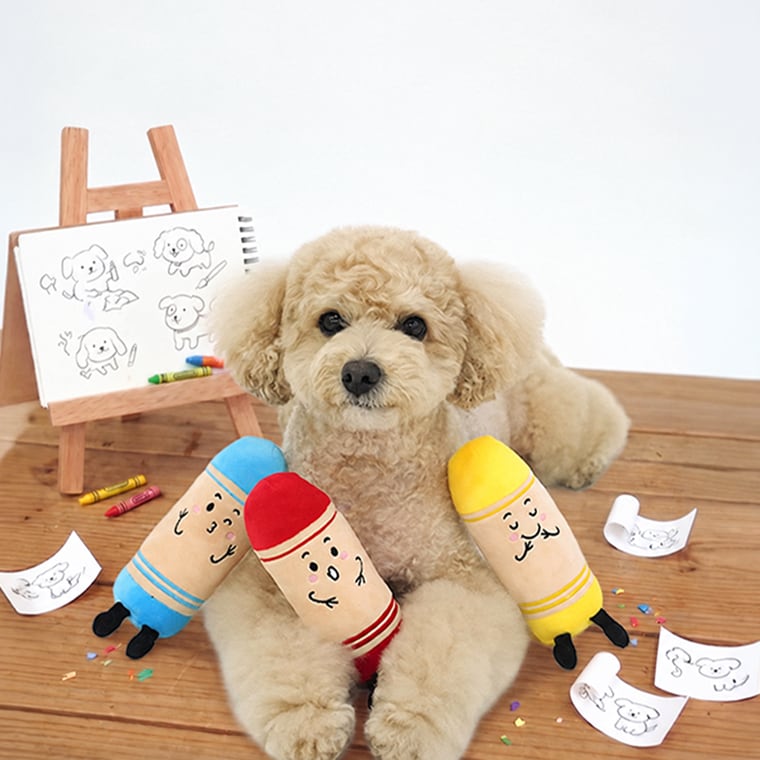 crayon toy ver.2  3color /  ペット 犬 おもちゃ 噛む 音が鳴る ロープ 知育玩具 鳴き笛入り 可愛い わんちゃん おもちゃ ストレス解消 韓国 ペット用品