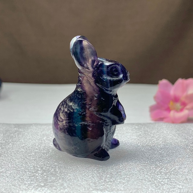 送料込み☆3.フローライトうさぎ・インテリア