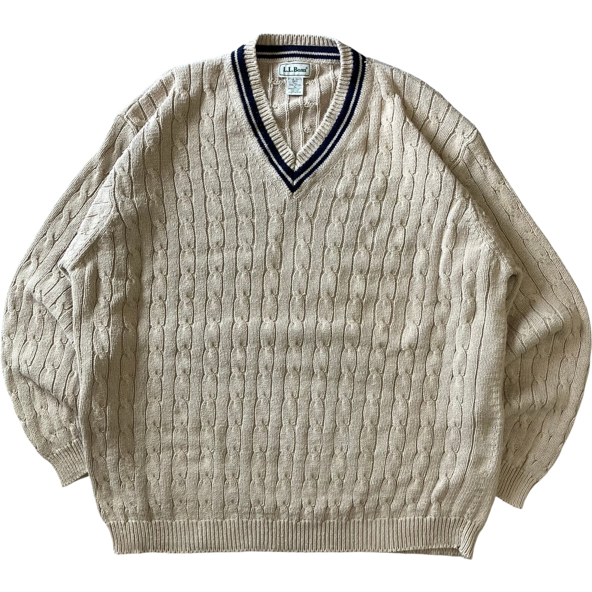 L.L.Bean 80s~ コットンニット Vネック リブライン No.1573