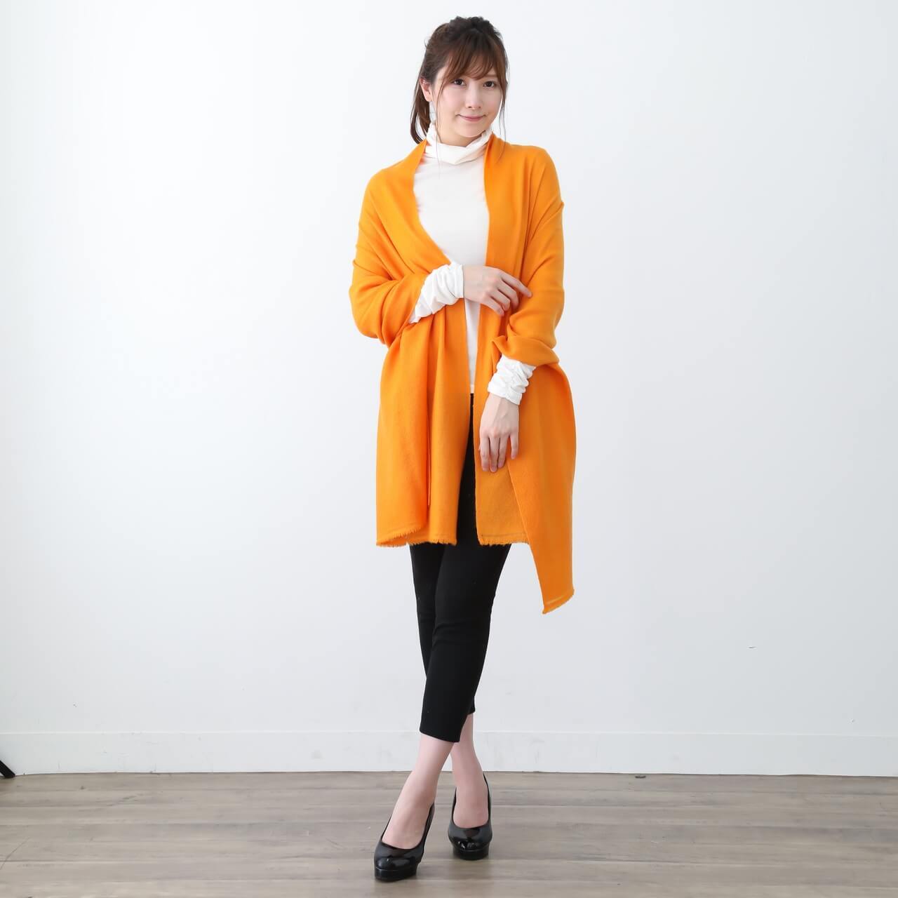 カシミヤ100%ストール オレンジ | ヒマラヤンギフト