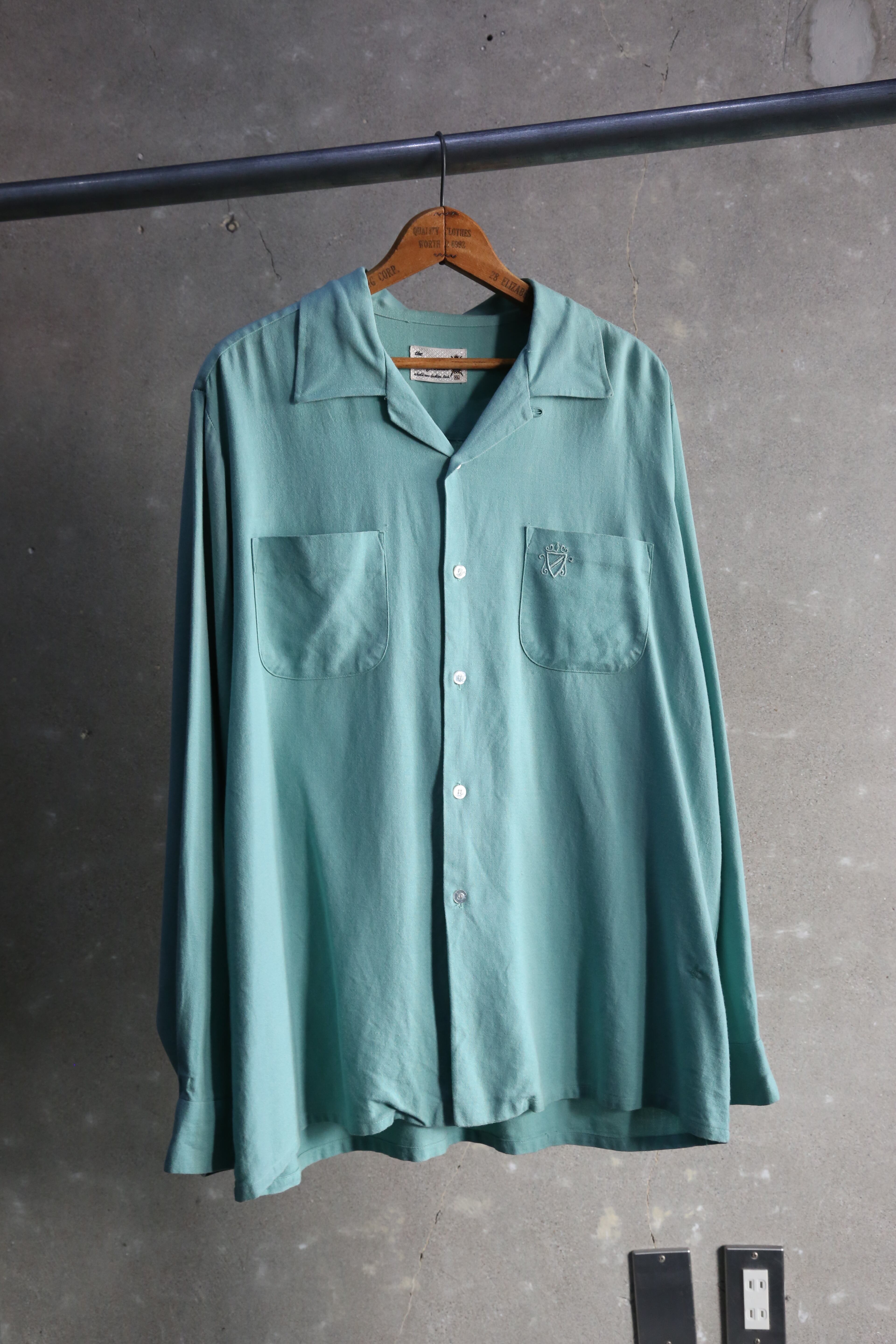 60s【The Californian】L/S Rayon Open Collar Shirt | the Holic