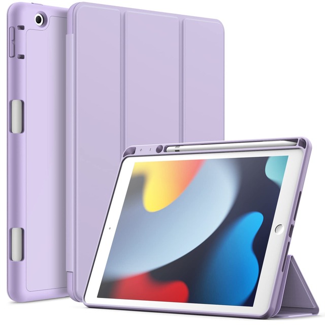 JETech iPad 第9/8/7世代 10.2インチ用 ケースカバー (ライトパープル)